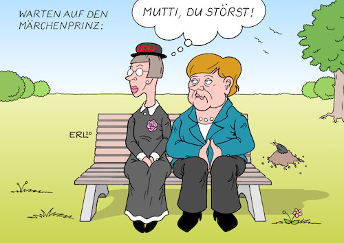 Cartoon: Mutti (medium) by Erl tagged politik,cdu,akk,annegret,kramp,karrenbauer,rückzug,vorsitz,kanzler,kandidat,kanzlerkandidatur,frage,nachfolge,zeitplan,suche,märchenprinz,liebe,date,mutter,mutti,bundeskanzlerin,angela,merkel,karikatur,erl,politik,cdu,akk,annegret,kramp,karrenbauer,rückzug,vorsitz,kanzler,kandidat,kanzlerkandidatur,frage,nachfolge,zeitplan,suche,märchenprinz,liebe,date,mutter,mutti,bundeskanzlerin,angela,merkel,karikatur,erl