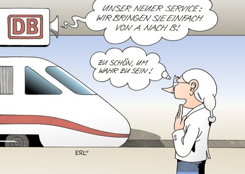 Cartoon: Neuer Service (medium) by Erl tagged bahn,deutsche,pannen,verspätung,klimaanlage,achse,tür,service,kerngeschäft,personen,beförderung,skepsis,bahn,db,deutsche bahn,verspätung,klimaanlage,achse,tür,service,kerngeschäft,personen,beförderung,skepsis,deutsche