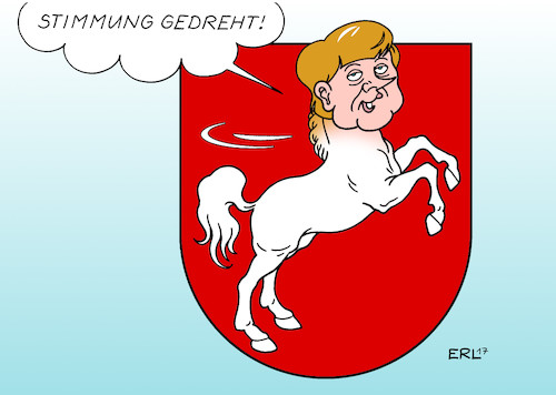 Cartoon: Niedersachsen I (medium) by Erl tagged illustration,politik,niedersachsen,landtagswahl,bedeutung,bund,stimmungstest,bundestagswahl,verluste,große,koalition,groko,regierung,cdu,csu,union,spd,stimmungsumschwung,aufwärtstrend,bundeskanzlerin,angela,merkel,herausforderer,martin,schulz,wappen,pferd,hannover,hannoveraner,weil,althusmann,karikatur,erl,illustration,politik,niedersachsen,landtagswahl,bedeutung,bund,stimmungstest,bundestagswahl,verluste,große,koalition,groko,regierung,cdu,csu,union,spd,stimmungsumschwung,aufwärtstrend,bundeskanzlerin,angela,merkel,herausforderer,martin,schulz,wappen,pferd,hannover,hannoveraner,weil,althusmann,karikatur,erl