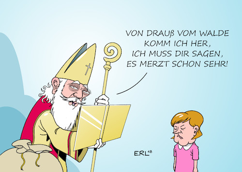 Cartoon: Nikolaus (medium) by Erl tagged politik,cdu,bundeskanzlerin,angela,merkel,rückzug,vorsitz,nachfolgerin,nachfolger,kandidaten,annegret,kramp,karrenbauer,friedrich,merz,jens,spahn,werbung,regionalkonferenzen,vorstellung,mitglieder,entscheidung,delegierte,parteinahme,bundestagspräsident,wolfgang,schäuble,konservativ,nikolaus,kind,karikatur,erl,politik,cdu,bundeskanzlerin,angela,merkel,rückzug,vorsitz,nachfolgerin,nachfolger,kandidaten,annegret,kramp,karrenbauer,friedrich,merz,jens,spahn,werbung,regionalkonferenzen,vorstellung,mitglieder,entscheidung,delegierte,parteinahme,bundestagspräsident,wolfgang,schäuble,konservativ,nikolaus,kind,karikatur,erl