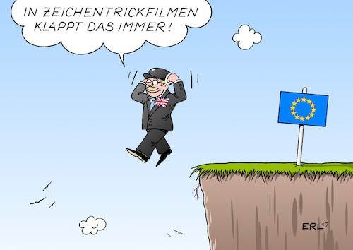 Cartoon: No-Deal-Brexit II (medium) by Erl tagged großbritannien,uk,united,kingdom,brexit,austritt,eu,europäische,union,europa,verhandlungen,fortschritt,null,deal,harter,hardliner,befürworter,warnung,wirtschaft,abgrund,absturz,zeichentrickfilm,stärke,unverletzbar,karikatur,erl,großbritannien,uk,united,kingdom,brexit,austritt,eu,europäische,union,europa,verhandlungen,fortschritt,null,deal,harter,hardliner,befürworter,warnung,wirtschaft,abgrund,absturz,zeichentrickfilm,stärke,unverletzbar,karikatur,erl