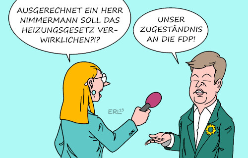 Cartoon: Nomen est Omen (medium) by Erl tagged politik,die,grünen,wirtschaftsminister,robert,habeck,wirtschaftsministerium,entlassung,staatssekretär,patrick,graichen,vetternwirtschaft,nachfolger,philipp,nimmermann,nomen,est,omen,heizungsgesetz,widerstand,fdp,karikatur,erl,politik,die,grünen,wirtschaftsminister,robert,habeck,wirtschaftsministerium,entlassung,staatssekretär,patrick,graichen,vetternwirtschaft,nachfolger,philipp,nimmermann,nomen,est,omen,heizungsgesetz,widerstand,fdp,karikatur,erl