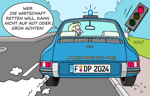 Cartoon: Notfalleinsatz für Lindner (medium) by Erl tagged politik,partei,fdp,zwölf,punkte,plan,wirtschaftswende,förderung,wirtschaft,affront,koalitionspartner,ampel,spd,grüne,porsche,notfall,einsatz,finanzminister,christian,lindner,karikatur,erl,politik,partei,fdp,zwölf,punkte,plan,wirtschaftswende,förderung,wirtschaft,affront,koalitionspartner,ampel,spd,grüne,porsche,notfall,einsatz,finanzminister,christian,lindner,karikatur,erl