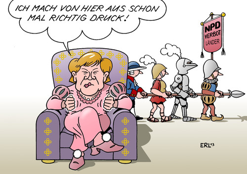 Cartoon: NPD-Verbot Regierung (medium) by Erl tagged bundesländer,länder,karlsruhe,bundesverfassungsgericht,antrag,verbot,npd,bundesrat,bundesregierung,regierung,daumen,drücken,merkel,polstersessel,rechtsextremismus,rechtsextrem,verfassungsfeindlich,npd,verbot,antrag,bundesverfassungsgericht,karlsruhe,länder,bundesländer,bundesrat,bundesregierung,regierung,daumen,drücken,merkel,polstersessel,rechtsextremismus,rechtsextrem,verfassungsfeindlich