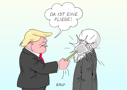 Cartoon: Ob das so klug ist ... (medium) by Erl tagged politik,usa,präsident,donald,trump,befehl,militärschlag,raketenangriff,general,iran,konfrontation,nahost,pulverfass,gefahr,eskalation,fliegenklatsche,außenpolitik,klugheit,karikatur,erl,politik,usa,präsident,donald,trump,befehl,militärschlag,raketenangriff,general,iran,konfrontation,nahost,pulverfass,gefahr,eskalation,fliegenklatsche,außenpolitik,klugheit,karikatur,erl