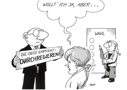 Cartoon: OECD (medium) by Erl tagged oecd,deutschland,merkel,wähler,wahlen,,oecd,deutschland,merkel,wähler,wahlen,wirtschaft,entwicklung,durchregieren,amtszeit,angela merkel,angela