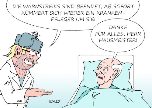 Cartoon: Öffentlicher Dienst (medium) by Erl tagged politik,tarifverhandlungen,öffentlicher,dienst,gewerkschaft,verdi,arbeitgeber,lohn,gehalt,warnstreiks,kita,krankenhaus,krankenpflegerinnen,krankenpfleger,patient,hausmeister,karikatur,erl,politik,tarifverhandlungen,öffentlicher,dienst,gewerkschaft,verdi,arbeitgeber,lohn,gehalt,warnstreiks,kita,krankenhaus,krankenpflegerinnen,krankenpfleger,patient,hausmeister,karikatur,erl