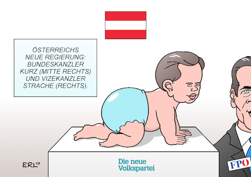 Cartoon: Österreich (medium) by Erl tagged österreich,wahl,sieger,sebastian,kurz,övp,die,neue,volkspartei,koalition,fpö,heinz,christian,strache,rechtspopulismus,nationalismus,rechtsextremismus,regierung,konservativ,mitte,rechts,bundeskanzler,jung,kind,baby,vizekanzler,karikatur,erl,österreich,wahl,sieger,sebastian,kurz,övp,die,neue,volkspartei,koalition,fpö,heinz,christian,strache,rechtspopulismus,nationalismus,rechtsextremismus,regierung,konservativ,mitte,rechts,bundeskanzler,jung,kind,baby,vizekanzler,karikatur,erl