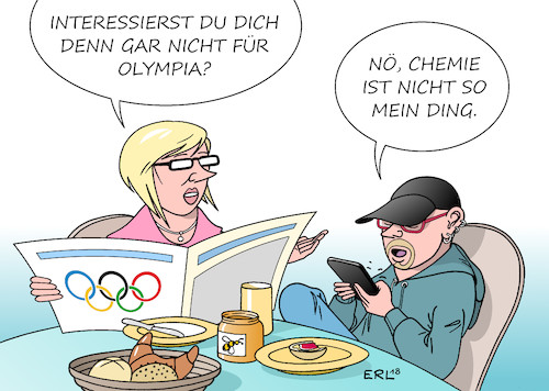 Cartoon: Olympische Winterspiele (medium) by Erl tagged politik,sport,wintersport,olympische,spiele,winterspiele,olympia,südkorea,pyeongchang,doping,betrug,verbrechen,lüge,wahrheit,ehrlichkeit,ethik,moral,medizin,chemie,sportler,zeitung,frühstück,mutter,sohn,smartphone,karikatur,erl,politik,sport,wintersport,olympische,spiele,winterspiele,olympia,südkorea,pyeongchang,doping,betrug,verbrechen,lüge,wahrheit,ehrlichkeit,ethik,moral,medizin,chemie,sportler,zeitung,frühstück,mutter,sohn,smartphone,karikatur,erl