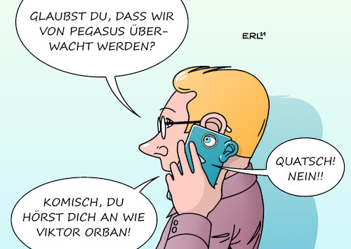 Cartoon: Orban (medium) by Erl tagged politik,internet,smartphone,ueberwachung,software,pegasus,ursprung,bekaempfung,verbrechen,kriminalitaet,missbrauch,diktaturen,viktor,orban,ungarn,ausspaehen,regimekritiker,regimekritikerinnen,journalistinnen,journalisten,angriff,pressefreiheit,demokratie,karikatur,erl,politik,internet,smartphone,ueberwachung,software,pegasus,ursprung,bekaempfung,verbrechen,kriminalitaet,missbrauch,diktaturen,viktor,orban,ungarn,ausspaehen,regimekritiker,regimekritikerinnen,journalistinnen,journalisten,angriff,pressefreiheit,demokratie,karikatur,erl