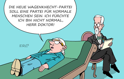 Cartoon: Partei für normale Menschen (medium) by Erl tagged politik,sahra,wagenknecht,gründung,verein,bsw,ankündigung,parteigründung,partei,normale,menschen,normal,unnormal,psychologie,psychotherapie,psychoanalyse,couch,andersdenkende,karikatur,erl,politik,sahra,wagenknecht,gründung,verein,bsw,ankündigung,parteigründung,partei,normale,menschen,normal,unnormal,psychologie,psychotherapie,psychoanalyse,couch,andersdenkende,karikatur,erl