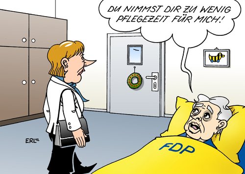 Cartoon: Pflegezeit (medium) by Erl tagged alter,krankheit,pflege,familie,pflegezeit,angehörige,beruf,pause,regierung,koalition,cdu,csu,fdp,chef,rösler,alter,krankheit,pflege,familie,pflegezeit,angehörige,beruf,pause,regierung,koalition,cdu,csu,fdp,chef,rösler