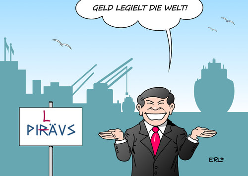 Cartoon: Piräus (medium) by Erl tagged griechenland,schuldenkrise,euro,troika,eu,ezb,iwf,sparkurs,sanierung,privatisierung,verkauf,hafen,piräus,china,kapitalismus,geld,regiert,die,welt,karikatur,erl,griechenland,schuldenkrise,euro,troika,eu,ezb,iwf,sparkurs,sanierung,privatisierung,verkauf,hafen,piräus,china,kapitalismus,geld,regiert,die,welt,karikatur,erl