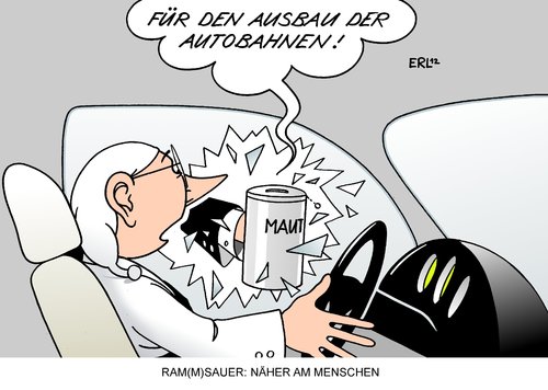 Cartoon: PKW-Maut (medium) by Erl tagged pkw,maut,gebühr,auto,autobahn,ausbau,autofahrer,geld,zahlen,verkehrsminister,peter,ramsauer,sammelbüchse,pkw,maut,gebühr,auto,ausbau,autofahrer,geld,zahlen,verkehrsminister,ramsauer