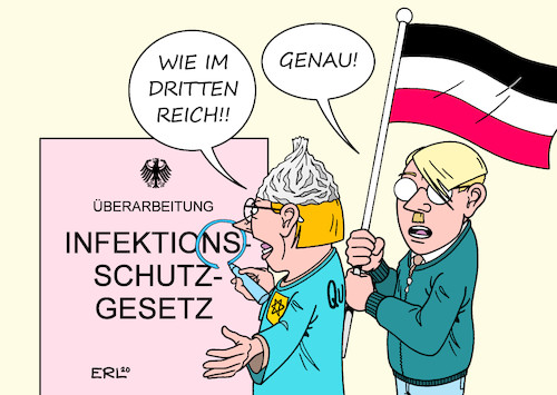 Cartoon: Querdenker (medium) by Erl tagged politik,corona,virus,pandemie,covid19,zweite,welle,lockdown,klage,gericht,urteil,bundestag,überarbeitung,infektionsschutzgesetz,protest,querdenker,vergleich,ermächtigungsgesetz,drittes,reich,nationalsozialismus,demonstration,zusammen,neonazis,rechtsextreme,identitäre,karikatur,erl,politik,corona,virus,pandemie,covid19,zweite,welle,lockdown,klage,gericht,urteil,bundestag,überarbeitung,infektionsschutzgesetz,protest,querdenker,vergleich,ermächtigungsgesetz,drittes,reich,nationalsozialismus,demonstration,zusammen,neonazis,rechtsextreme,identitäre,karikatur,erl