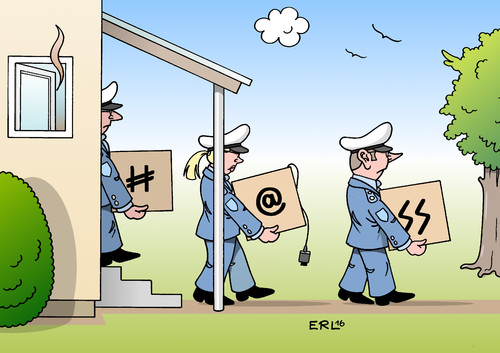 Cartoon: Razzia Hasskommentare (medium) by Erl tagged erl,karikatur,haus,wohnung,durchsuchung,nationalsozialismus,rechtsextremismus,rechtspopulismus,morddrohung,diffamierung,hass,kommentar,facebook,netzwerke,soziale,media,social,internet,hasskommentare,razzia,razzia,hasskommentare,internet,social,media,soziale,netzwerke,facebook,kommentar,hass,diffamierung,morddrohung,rechtspopulismus,rechtsextremismus,nationalsozialismus,durchsuchung,wohnung,haus,karikatur,erl