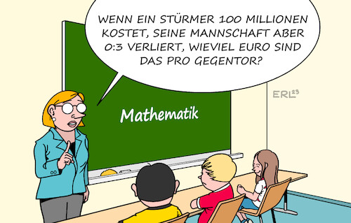 Cartoon: Rechnung (medium) by Erl tagged politik,sport,fußball,fc,bayern,münchen,rekord,summe,transfer,100,millionen,stürmer,harry,kane,spiel,supercup,meister,pokalsieger,rb,leipzig,niederlage,schule,mathematik,unterricht,rechnung,fans,karikatur,erl,politik,sport,fußball,fc,bayern,münchen,rekord,summe,transfer,100,millionen,stürmer,harry,kane,spiel,supercup,meister,pokalsieger,rb,leipzig,niederlage,schule,mathematik,unterricht,rechnung,fans,karikatur,erl