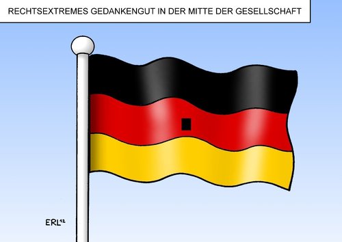 Cartoon: Rechtsextremismus (medium) by Erl tagged rechtsextremismus,rechtsextrem,einstellung,gedanken,gedankengut,gesellschaft,mitte,umfrage,statistig,verbreitung,deutschland,flagge,hitler,bart,hitlerbart,rechtsextremismus,rechtsextrem,einstellung,gedanken,gedankengut,gesellschaft,mitte,umfrage,statistig,verbreitung,deutschland,flagge,hitler,bart,hitlerbart