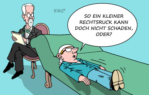 Cartoon: Rechtsruck (medium) by Erl tagged politik,studie,bertelsmann,stiftung,bundesbürger,bundesbürgerinnen,einstellung,einstellungen,rechtsextrem,rechtsextremismus,rechtspopulistisch,rechtspopulismus,demokratie,demokratiefeindlich,verharmlosung,nationalsozialismus,verbrechen,rechtsruck,absturz,couch,psychoanalyse,karikatur,erl,politik,studie,bertelsmann,stiftung,bundesbürger,bundesbürgerinnen,einstellung,einstellungen,rechtsextrem,rechtsextremismus,rechtspopulistisch,rechtspopulismus,demokratie,demokratiefeindlich,verharmlosung,nationalsozialismus,verbrechen,rechtsruck,absturz,couch,psychoanalyse,karikatur,erl