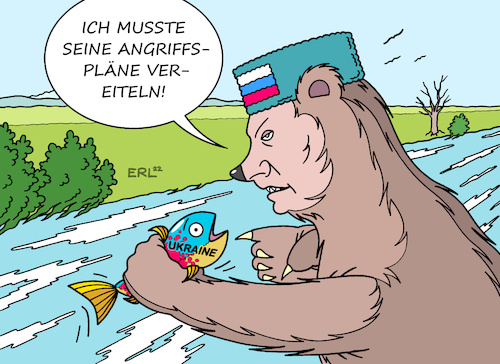 Cartoon: Rede zum 9. Mai (medium) by Erl tagged politik,krieg,angriff,überfall,wladimir,putin,russland,ukraine,rechtfertigung,vereitelung,angriffspläne,plan,rede,mai,sieg,über,nazideutschland,bär,fisch,fang,beute,fressen,karikatur,erl,politik,krieg,angriff,überfall,wladimir,putin,russland,ukraine,rechtfertigung,vereitelung,angriffspläne,plan,rede,mai,sieg,über,nazideutschland,bär,fisch,fang,beute,fressen,karikatur,erl