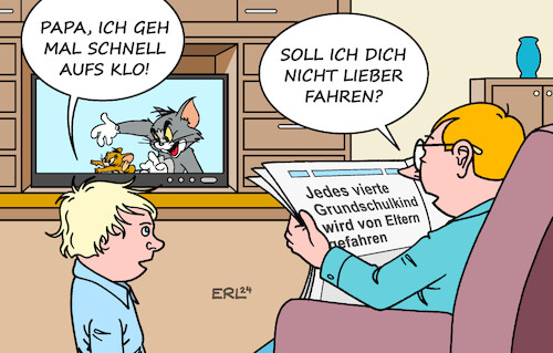 Cartoon: Reflex (medium) by Erl tagged politik,eltern,kind,grundschule,schulweg,fahrt,auto,elterntaxi,karikatur,erl,politik,eltern,kind,grundschule,schulweg,fahrt,auto,elterntaxi,karikatur,erl