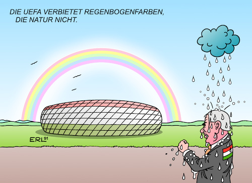 Cartoon: Regenbogen (medium) by Erl tagged politik,sport,fußball,europameisterschaft,em,spiel,deutschland,ungarn,allianz,arena,münchen,wunsch,beleuchtung,regenbogenfarben,lgbt,lgbtqia,nein,uefa,viktor,orban,gesetz,verbot,darstellung,homosexualität,normal,homophobie,rechtspopulismus,rechtsextremismus,nationalismus,macho,natur,regenbogen,werte,europa,eu,toleranz,karikatur,erl,politik,sport,fußball,europameisterschaft,em,spiel,deutschland,ungarn,allianz,arena,münchen,wunsch,beleuchtung,regenbogenfarben,lgbt,lgbtqia,nein,uefa,viktor,orban,gesetz,verbot,darstellung,homosexualität,normal,homophobie,rechtspopulismus,rechtsextremismus,nationalismus,macho,natur,regenbogen,werte,europa,eu,toleranz,karikatur,erl