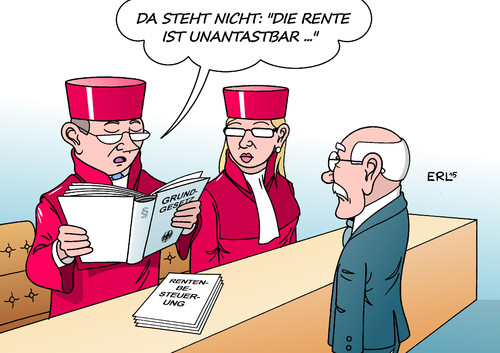 Cartoon: Rente (medium) by Erl tagged rente,besteuerung,bundesverfassungsgericht,karlsruhe,verfassung,grundgesetz,konform,pension,rentner,richter,urteil,recht,gesetz,justiz,karikatur,erl,rente,besteuerung,bundesverfassungsgericht,karlsruhe,verfassung,grundgesetz,konform,pension,rentner,richter,urteil,recht,gesetz,justiz,karikatur,erl