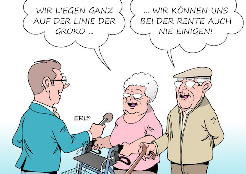 Cartoon: Rente (medium) by Erl tagged politik,rente,alter,fiinanzen,geld,altersvorsorge,finanzierung,treffen,große,koalition,cdu,csu,spd,bundeskanzlerin,angela,merkel,innenminister,horst,seehofer,finanzminister,olaf,scholz,rentenniveau,sichern,uneinigkeit,streit,ehepaar,rollator,frau,mann,karikatur,erl,politik,rente,alter,fiinanzen,geld,altersvorsorge,finanzierung,treffen,große,koalition,cdu,csu,spd,bundeskanzlerin,angela,merkel,innenminister,horst,seehofer,finanzminister,olaf,scholz,rentenniveau,sichern,uneinigkeit,streit,ehepaar,rollator,frau,mann,karikatur,erl