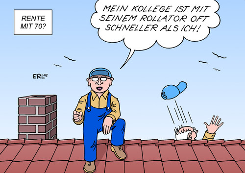 Cartoon: Rente mit 70? (medium) by Erl tagged vorschlag,rente,mit,70,freiwillig,bundesagentur,für,arbeit,weise,dachdecker,rollator,schnelligkeit,alt,jung,alter,karikatur,erl,vorschlag,rente,mit,70,freiwillig,bundesagentur,für,arbeit,weise,dachdecker,rollator,schnelligkeit,alt,jung,alter