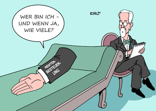 Cartoon: Rentenbesteuerung (medium) by Erl tagged politik,finanzen,renten,rente,rentner,besteuerung,doppelt,doppelbesteuerung,bundesfinanzhof,klage,abweisung,anweisung,vorgabe,psychoanalyse,öffentliche,hand,fiskus,karikatur,erl,politik,finanzen,renten,rente,rentner,besteuerung,doppelt,doppelbesteuerung,bundesfinanzhof,klage,abweisung,anweisung,vorgabe,psychoanalyse,öffentliche,hand,fiskus,karikatur,erl