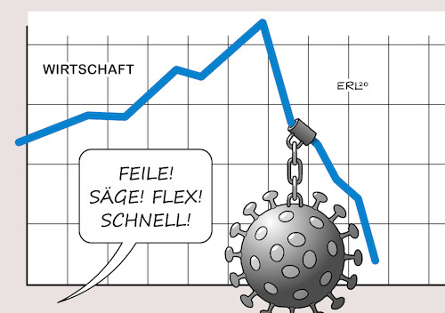 Cartoon: Rezession (medium) by Erl tagged politik,corona,krise,virus,coronakrise,coronavirus,covid19,pandemie,kontaktverbot,beschränkungen,wirtschaft,rezession,fessel,forderung,lockerung,karikatur,erl,politik,corona,krise,virus,coronakrise,coronavirus,covid19,pandemie,kontaktverbot,beschränkungen,wirtschaft,rezession,fessel,forderung,lockerung,karikatur,erl