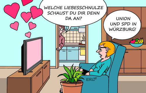 Cartoon: Rührend (medium) by Erl tagged politik,regierung,koalition,cdu,csu,spd,streit,klausur,würzburg,versöhnung,team,liebe,karikatur,erl,politik,regierung,koalition,cdu,csu,spd,streit,klausur,würzburg,versöhnung,team,liebe,karikatur,erl