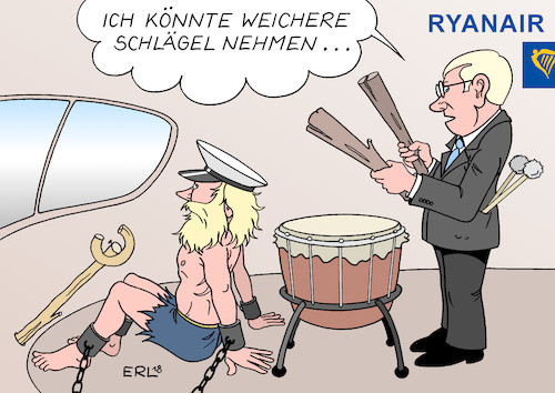 Cartoon: Ryanair kompromissbereit (medium) by Erl tagged politik,fluggesellschaft,airline,billigflieger,ryanair,streik,piloten,arbeitsbedingungen,mies,sklavenhaltung,ausbeutung,personal,arbeitnehmer,gewerkschaft,cockpit,arbeitsrecht,irland,unternehmer,michael,leary,sklavenhalter,trommel,sklaven,ketten,karikatur,erl,politik,fluggesellschaft,airline,billigflieger,ryanair,streik,piloten,arbeitsbedingungen,mies,sklavenhaltung,ausbeutung,personal,arbeitnehmer,gewerkschaft,cockpit,arbeitsrecht,irland,unternehmer,michael,leary,sklavenhalter,trommel,sklaven,ketten,karikatur,erl