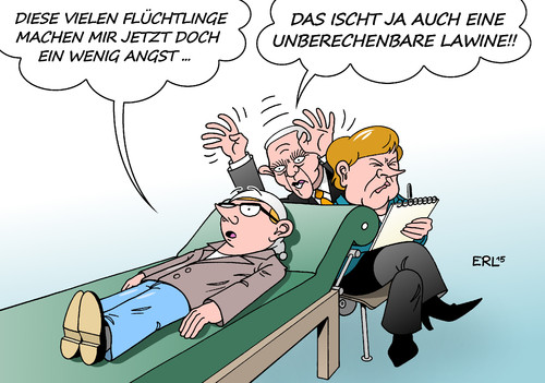 Cartoon: Schäuble (medium) by Erl tagged flüchtlinge,deutschland,wir,schaffen,das,angst,überforderung,psychoanalyse,couch,michel,besonnenheit,panikmache,finanzminister,wolfgang,schäuble,provokation,affront,bundeskanzlerin,angela,merkel,karikatur,erl,flüchtlinge,deutschland,wir,schaffen,das,angst,überforderung,psychoanalyse,couch,michel,besonnenheit,panikmache,finanzminister,wolfgang,schäuble,provokation,affront,bundeskanzlerin,angela,merkel,karikatur,erl