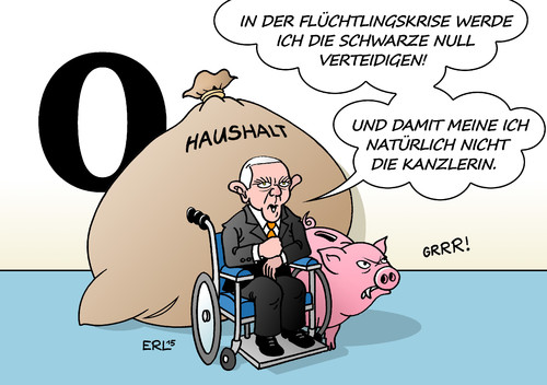 Cartoon: Schäuble kanns nicht lassen! (medium) by Erl tagged haushalt,etat,finanzminister,schäuble,schwarze,null,verteidigung,flüchtlingskrise,flüchtlinge,bundeskanzlerin,angela,merkel,demontage,autorität,angriff,geldsack,sparschwein,karikatur,erl,haushalt,etat,finanzminister,schäuble,schwarze,null,verteidigung,flüchtlingskrise,flüchtlinge,bundeskanzlerin,angela,merkel,demontage,autorität,angriff,geldsack,sparschwein,karikatur,erl