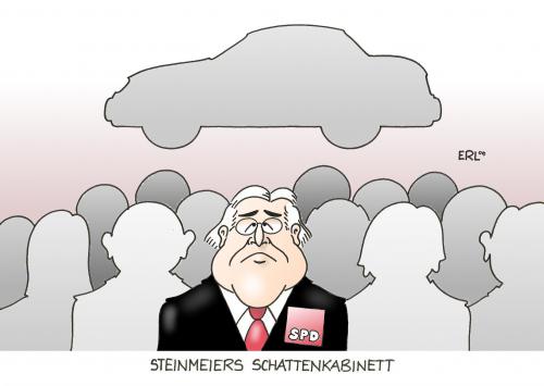 Cartoon: Schattenkabinett (medium) by Erl tagged steinmeier,spd,schattenkabinett,wahlkampf,dienstwagen,affäre,ulla,schmidt,frank walter steinmeier,spd,schattenkabinett,kabinett,autos,auto,ulla schmidt,dienstwagen,affäre,frank,walter,steinmeier,ulla,schmidt