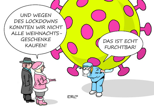 Cartoon: Schicksale (medium) by Erl tagged politik,corona,virus,pandemie,covid19,zweite,welle,lockdown,hart,weihnachten,geschenke,weihnachtseinkäufe,sorgen,fallzahlen,todesfälle,neuerkrankungen,überlastung,kliniken,pflegepersonal,pflegerinnen,pfleger,angst,triage,ethik,ärztinnen,ärzte,karikatur,erl,politik,corona,virus,pandemie,covid19,zweite,welle,lockdown,hart,weihnachten,geschenke,weihnachtseinkäufe,sorgen,fallzahlen,todesfälle,neuerkrankungen,überlastung,kliniken,pflegepersonal,pflegerinnen,pfleger,angst,triage,ethik,ärztinnen,ärzte,karikatur,erl