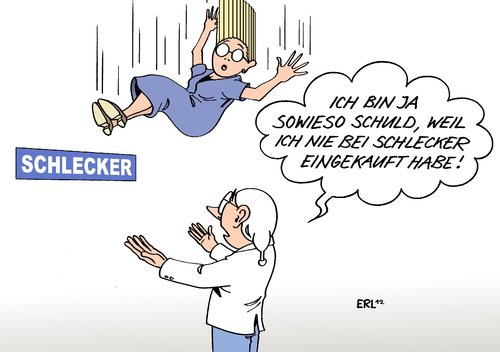 Cartoon: Schlecker (medium) by Erl tagged schlecker,drogerie,kette,insolvenz,pleite,ausbeutung,arbeitnehmerinnen,auffanggesellschaft,steuerzahler,einkaufen,schlecker,drogerie,insolvenz,pleite,ausbeutung,arbeitnehmerinnen,auffanggesellschaft,steuerzahler,einkaufen