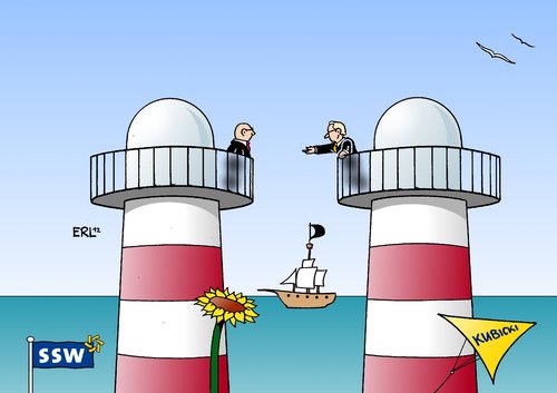 Cartoon: Schleswig-Holstein (medium) by Erl tagged schleswig,holstein,wahl,landtagswahl,cdu,spd,grüne,fdp,piraten,ssw,südschleswigscher,wählerverband,meer,see,leuchtturm,albig,de,jager,schleswig holstein,landtagswahl,fdp,piraten,schleswig,holstein