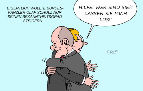 Cartoon: Scholz (medium) by Erl tagged politik,politiker,sicherheit,personenschutz,personenschützer,bundeskanzler,olaf,scholz,umarmung,mann,unbekannter,karikatur,erl,politik,politiker,sicherheit,personenschutz,personenschützer,bundeskanzler,olaf,scholz,umarmung,mann,unbekannter,karikatur,erl