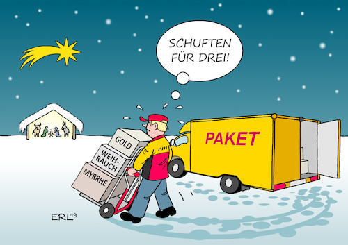 Cartoon: Schuften für Drei (medium) by Erl tagged politik,weihnachten,geschenke,paketboten,schufterei,krippe,stern,jesus,josef,maria,ochs,esel,heilige,drei,könige,gold,weihrauch,myrrhe,paketdienst,konsum,bestellung,online,internet,karikatur,erl,politik,weihnachten,geschenke,paketboten,schufterei,krippe,stern,jesus,josef,maria,ochs,esel,heilige,drei,könige,gold,weihrauch,myrrhe,paketdienst,konsum,bestellung,online,internet,karikatur,erl