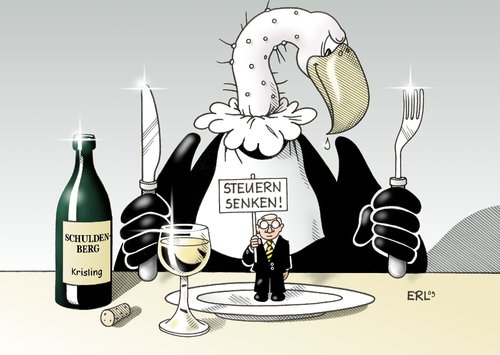 Cartoon: Schuldenberg (medium) by Erl tagged auffressen,pleite,geier,riesling,wein,steuersenkung,senken,steuern,leer,kassen,staat,krise,schuldenberg,schulden,schulden,schuldenberg,krise,staat,kassen,leer,steuern,senken,steuersenkung,wein,riesling,geier,auffressen,pleite