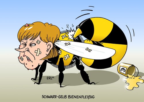 Schwarz-Gelb bienenfleißig