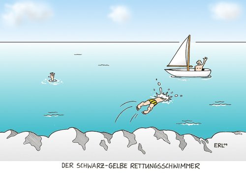 schwarz-gelber Rettungsschwimmer