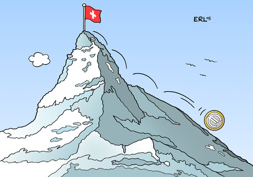 Cartoon: Schweiz (medium) by Erl tagged schweiz,schweizer,notenbank,aufgabe,franken,mindestkurs,euro,fall,abwertung,talfahrt,matterhorn,karikatur,erl,schweiz,schweizer,notenbank,aufgabe,franken,mindestkurs,euro,fall,abwertung,talfahrt,matterhorn