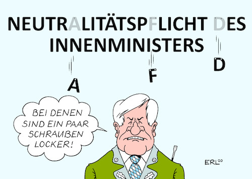 Cartoon: Seehofer (medium) by Erl tagged politik,innenminister,horst,seehofer,interview,afd,staatszersetzend,website,innenministerium,verletzung,neutralitätspflicht,urteil,bundesverfassungsgericht,karlsruhe,karikatur,erl,politik,innenminister,horst,seehofer,interview,afd,staatszersetzend,website,innenministerium,verletzung,neutralitätspflicht,urteil,bundesverfassungsgericht,karlsruhe,karikatur,erl