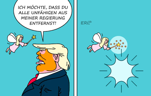 Cartoon: Sehr gute Fee (medium) by Erl tagged politik,usa,präsident,trump,entlassung,justizministerin,pam,bondi,unfähigkeit,fee,wunsch,karikatur,erl,politik,usa,präsident,trump,entlassung,justizministerin,pam,bondi,unfähigkeit,fee,wunsch,karikatur,erl