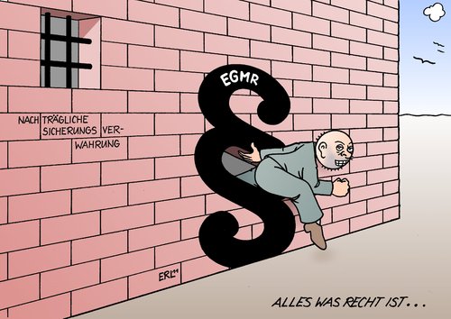 Cartoon: Sicherungsverwahrung (medium) by Erl tagged freilassung,schlupfloch,verstoß,menschenrechte,gerichtshof,europa,nachträglich,sicherungsverwahrung,verbrecher,verbrechen,kriminalität,kriminalität,verbrecher,sicherungsverwahrung,europa,gerichtshof,menschenrechte,justiz