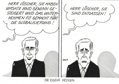 Cartoon: Siemens (medium) by Erl tagged siemens,löscher,entlassungen,globalisierung,siemens,löscher,entlassungen,globalisierung,wirtschaft,arbeitslosigkeit,heuschrecke,fit,konkurrenz,markt,umsatz,gewinn,massenentlassung,strategie