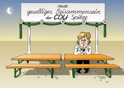 Cartoon: Sommerfest (medium) by Erl tagged merkel,cdu,spitze,rücktritt,rücktritte,personal,schwund,ministerpräsident,gesellig,beisammensein,angela merkel,cdu,rücktritt,rücktritte,personal,schwund,ministerpräsident,gesellig,beisammensein,angela,merkel